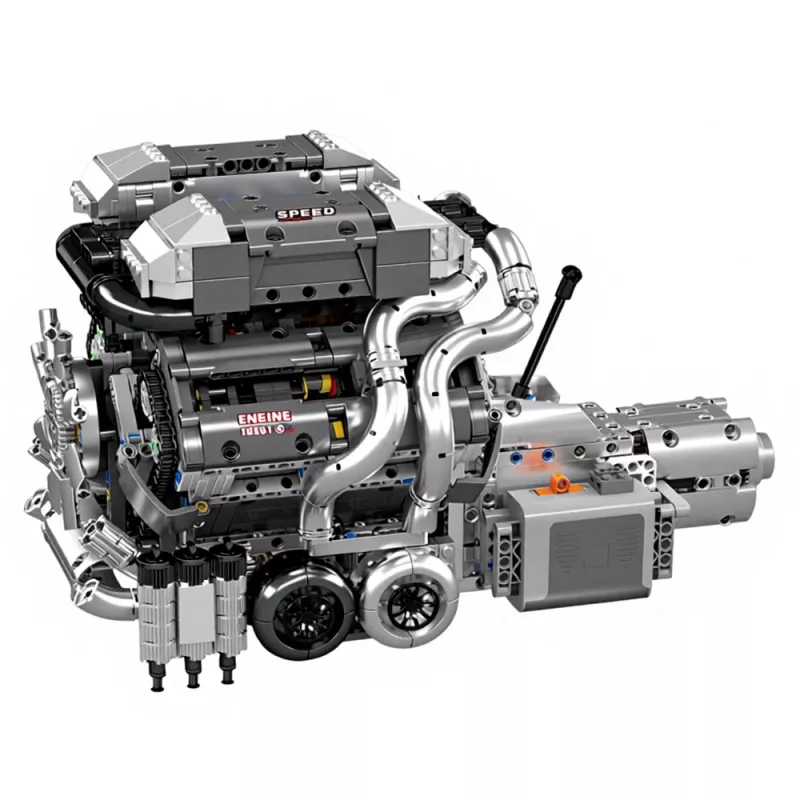 LEAN TOYS Konstruktionsbausteine Automotor V8 mit Getriebe, 2024 Teile