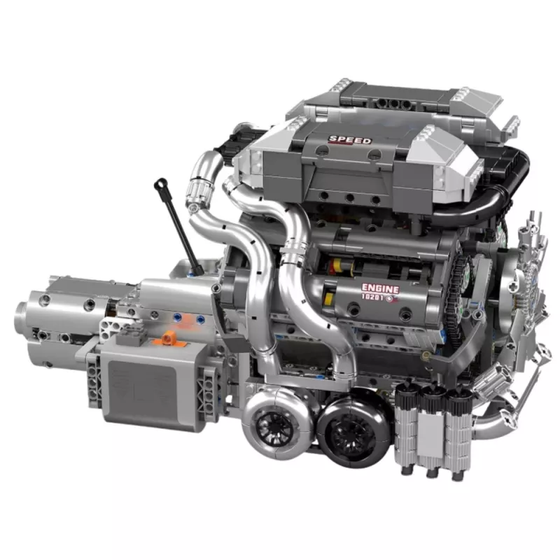 LEAN TOYS Konstruktionsbausteine Automotor V8 mit Getriebe, 2024 Teile