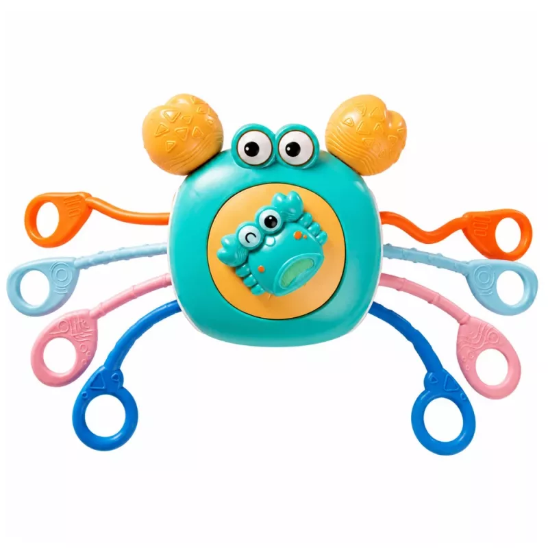 LEAN TOYS Krabben-Sensorikspielzeug für Kleinkinder Rassel Beißring Blau