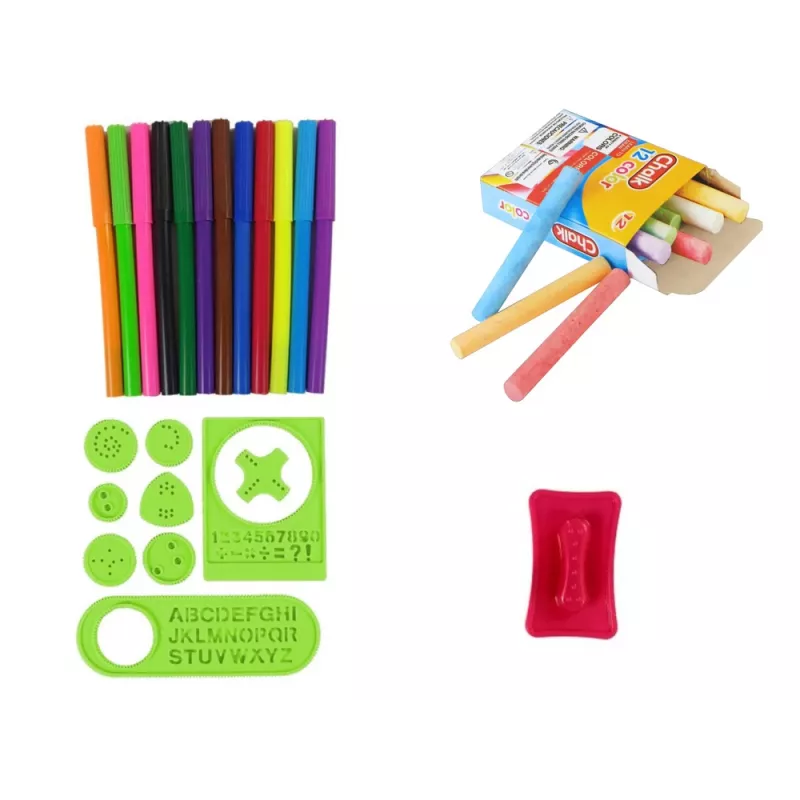 LEAN TOYS Doppelseitige magnetische Kreidetafel mit blauen und roten Vorlagen