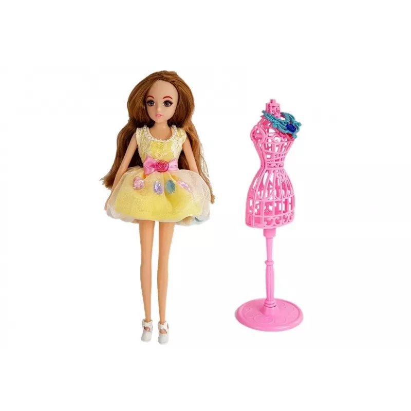 LEAN TOYS Ankleidezimmer mit Licht und Spiegel für 26 cm Puppen - Kleiderset und Accessoires