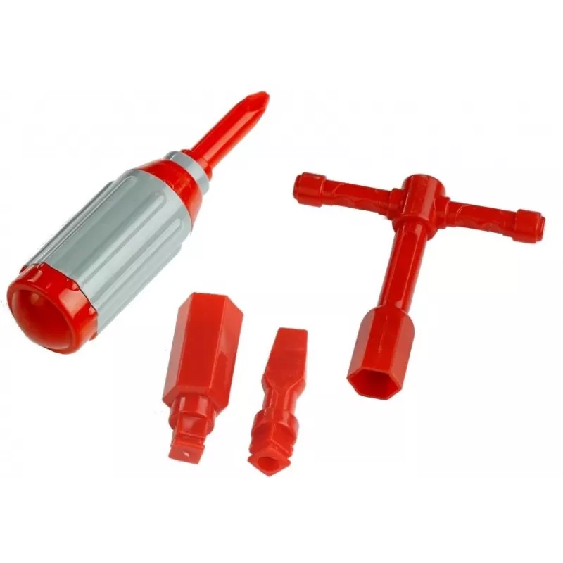 LEAN TOYS Feuerwehrauto mit Schraubrutsche + Werkzeuge