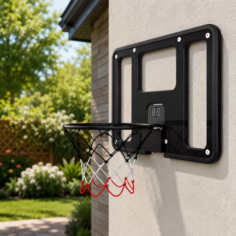 LEAN TOYS Hängender Basketballkorb mit Rückbrett, Punktezähler, Lichtern und Sound
