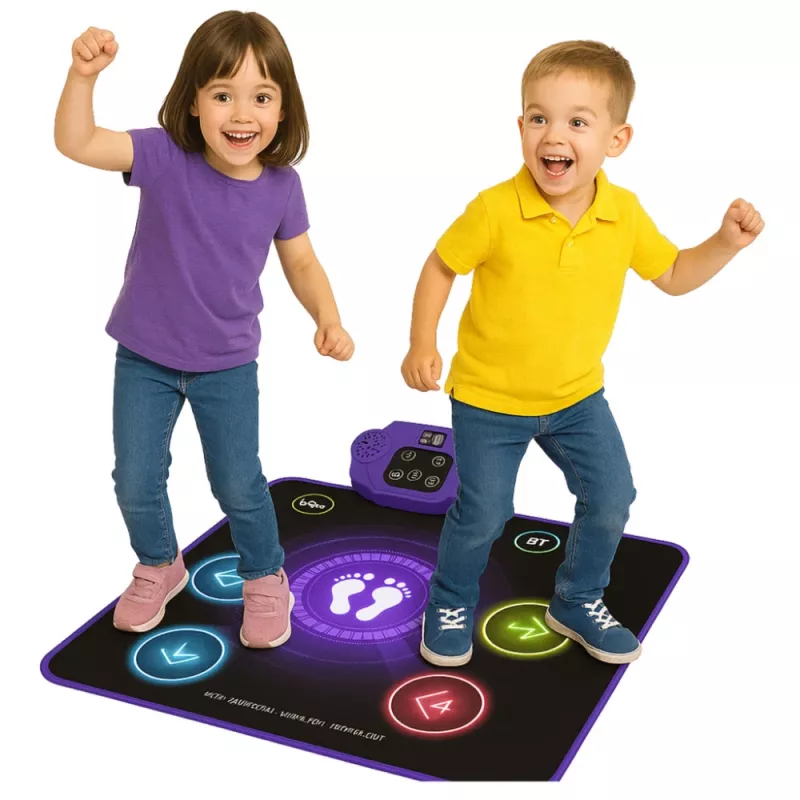 LEAN TOYS Interaktive Tanzmatte für Kinder, Bluetooth, 5 Modi, 3 Sprachen
