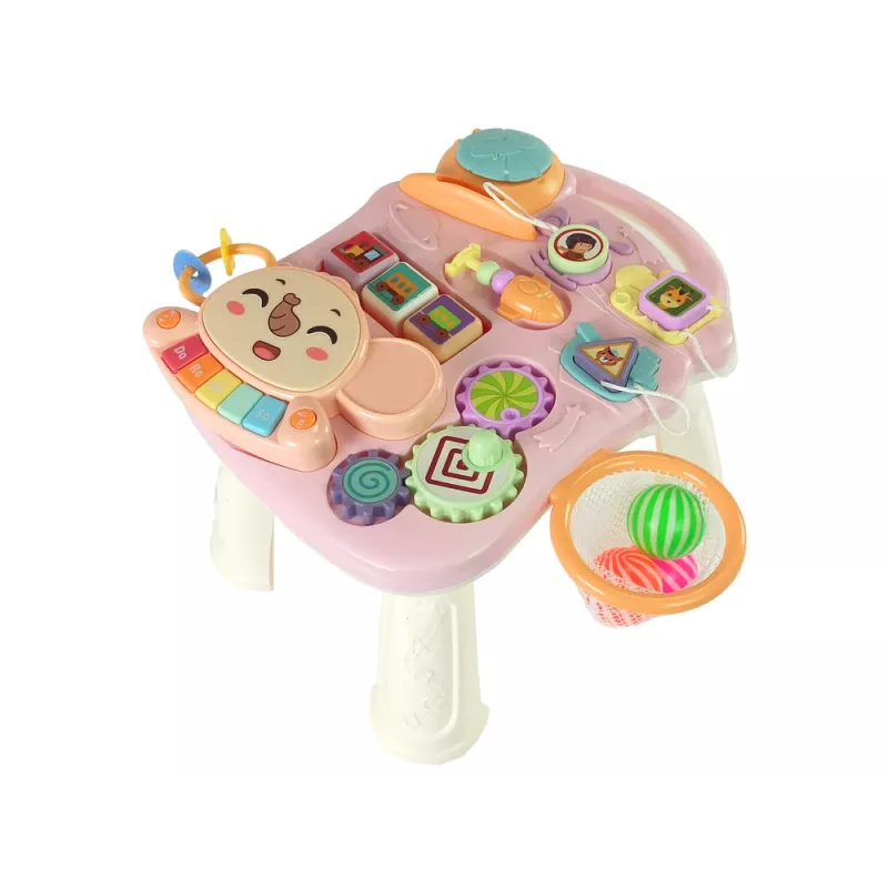 LEAN TOYS Interaktiver Lauflernwagen und Aktivitätstisch 2in1 Pink