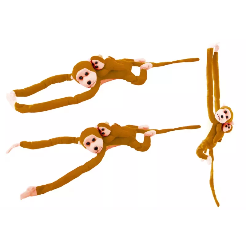 LEAN TOYS Mascot Plush Monkey with Baby, Light Brown 90 cm