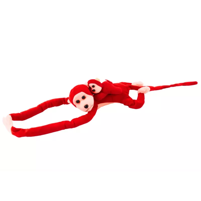 LEAN TOYS Maskottchen Plüschaffe mit Baby, Rot 70 cm