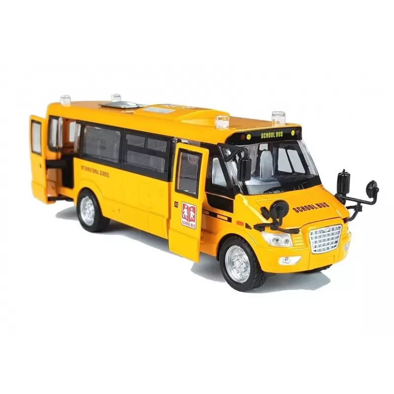 LEAN TOYS Metall-Schulbus mit Reibungsantrieb Druckgussmodell