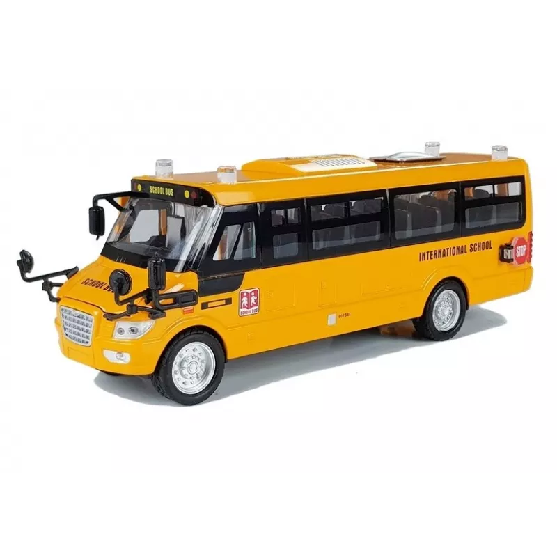 LEAN TOYS Metall-Schulbus mit Reibungsantrieb Druckgussmodell