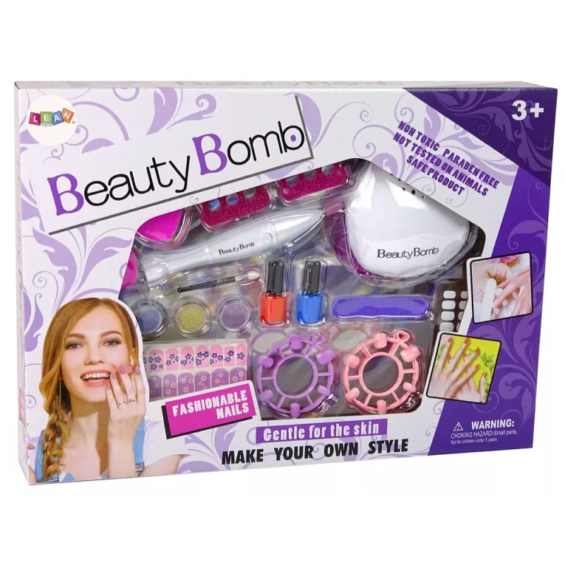 LEAN TOYS Nagellack-Set mit Former, Lampe, Feile und Brokat