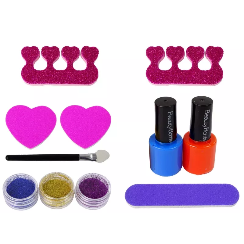 LEAN TOYS Nagellack-Set mit Former, Lampe, Feile und Brokat