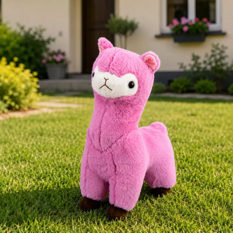 LEAN TOYS Plüsch-Alpaka Lama Plüschtier – Ultra weich kuschelig rosa 28 cm