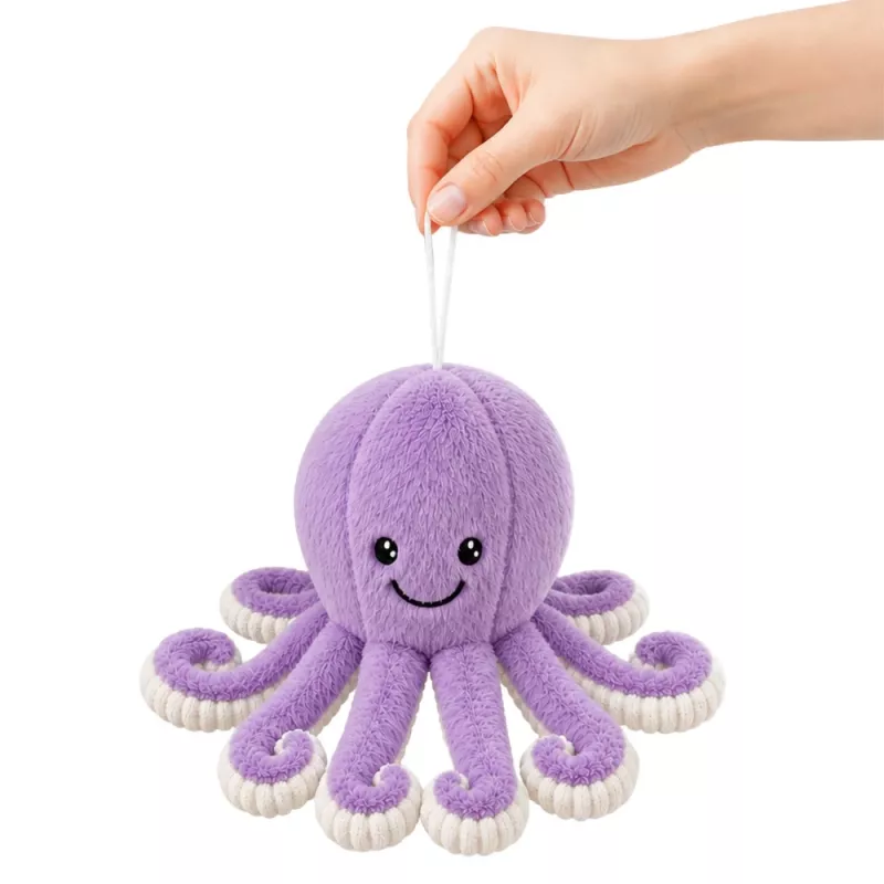 LEAN TOYS Plüsch-Oktopus-Spielzeug mit Saugnapf, Lila, 16 cm