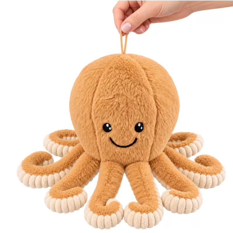 LEAN TOYS Plüsch-Oktopus mit elastischen Tentakeln, Beige 50 cm – Weiches Kuscheltier