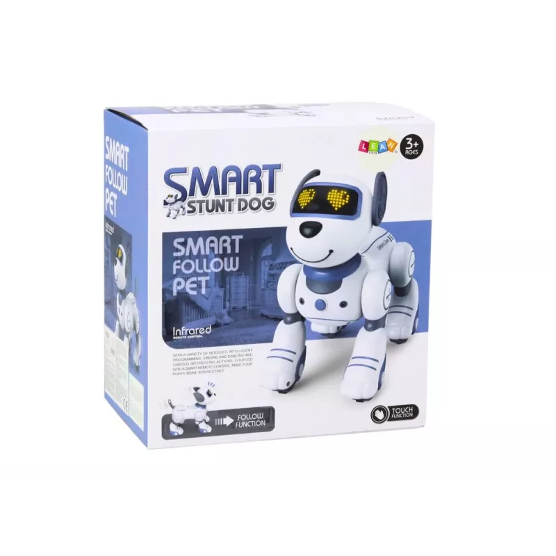 LEAN TOYS Ferngesteuerter interaktiver Roboterhund – Tanzen, Singen, programmierbare Befehle, Blau