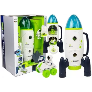 LEAN TOYS Space Rocket Astronom Cosmos Light & Sound – Batteriebetriebene elektronische Spielzeugrakete mit Astronautenfigur (3x AA)