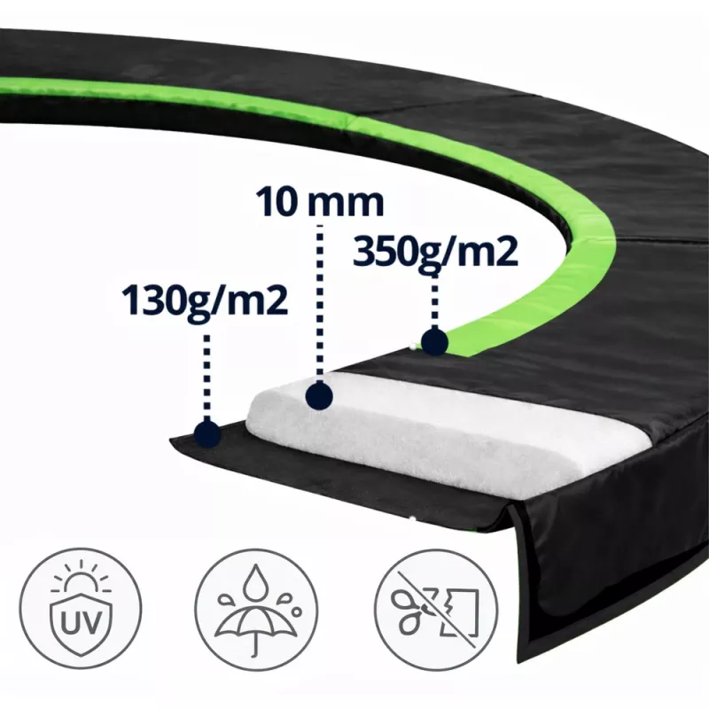 LEAN TOYS Federabdeckung für 12ft Trampolin LEAN SPORT PRO – UV-beständiges PVC, Blau