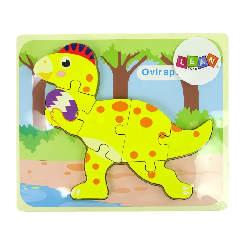 LEAN TOYS Holzpuzzle Dinosaurier Stegosaurus Gelb