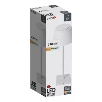 Avide LED-Tischlampe, USB, 4 W, 3-Stufen-Lichtfarbe, Weiß