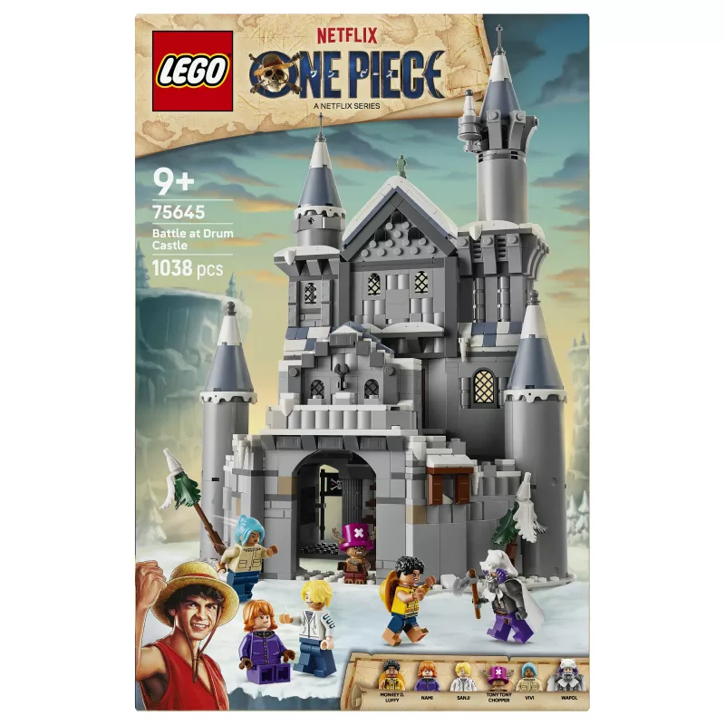 LEGO One Piece 75645 Duell im Schloss Drumm Bauset (1038 Teile, 6 Minifiguren, 9+)