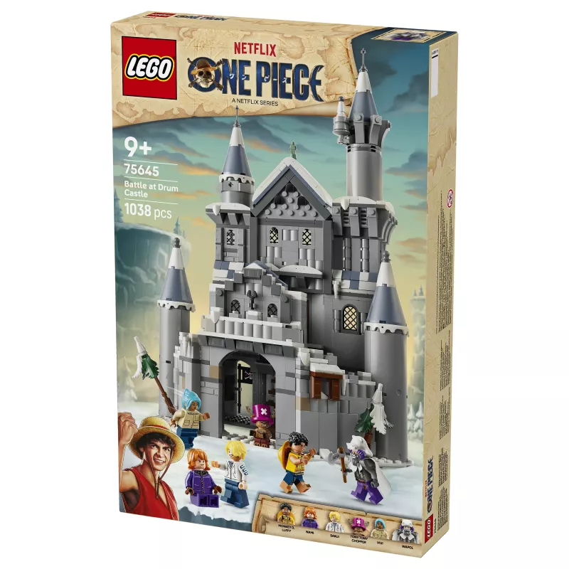 LEGO One Piece 75645 Duell im Schloss Drumm Bauset (1038 Teile, 6 Minifiguren, 9+)