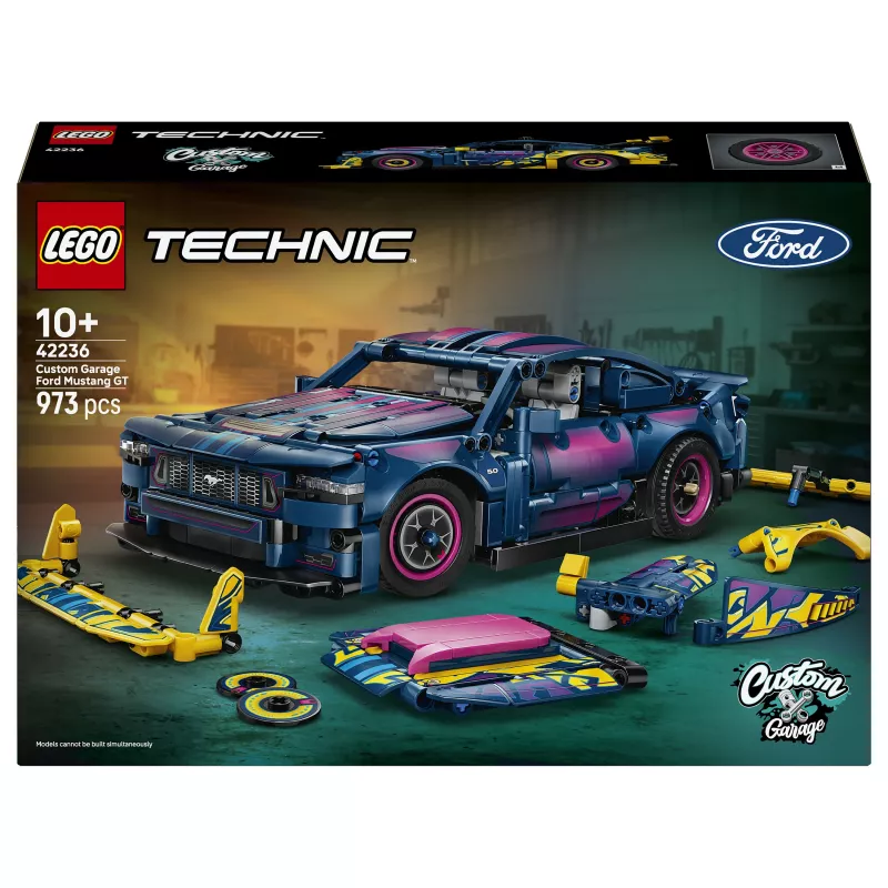 LEGO Technic 42236 Ford Mustang GT Auto aus der Tuning-Werkstatt, Bausatz, 973 Teile, V8-Kolbenmotor, ab 10 Jahren
