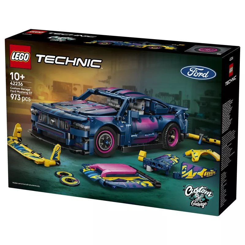 LEGO Technic 42236 Ford Mustang GT Auto aus der Tuning-Werkstatt, Bausatz, 973 Teile, V8-Kolbenmotor, ab 10 Jahren