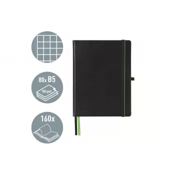 LEITZ Complete Notizbuch, iPad Format, kariert, 80 Blatt 96 g/m² Elfenbeinpapier, Lederoptik, Schwarz 4473-00-95