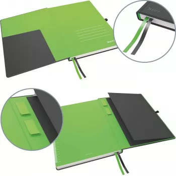 LEITZ Complete Notizbuch, iPad Format, kariert, 80 Blatt 96 g/m² Elfenbeinpapier, Lederoptik, Schwarz 4473-00-95