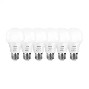 LEPRO 100089-WW-EU-6 LED-Lampe, E27, A60, 8,5 W (entspricht 60 W), 806 lm, 2700 K Warmweiß, 180° Abstrahlwinkel, 6er-Pack