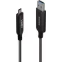LINDY 10m USB 3.2 Gen 1 Typ A auf C Glasfaser-Hybridkabel - Schwarz