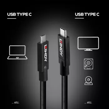 Lindy 43439 USB 3.2 Gen 2 USB-C auf USB-C Aktives Kabel, 8 m, 10 Gbps, 8K60, 100 W PD