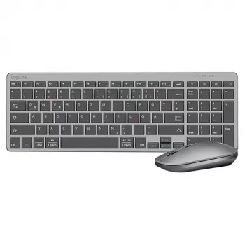 LogiLink ID0215 Bluetooth Dual-Mode Wireless Tastatur- und Maus-Set, Grau/Anthrazit