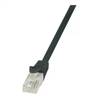 LogiLink CP2013U Cat6 U/UTP RJ45 Ethernet Patchkabel, 0,25 m, Schwarz mit Knickschutz