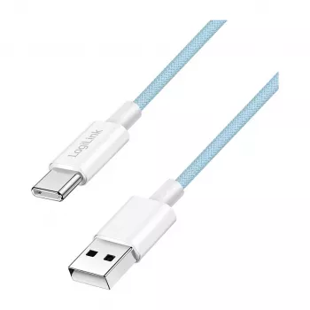 LogiLink CU0329 USB 2.0 Type-C Kabel, A/M auf C/M, 480 Mbps, 60W, Nylon, Blau, 0,5 m