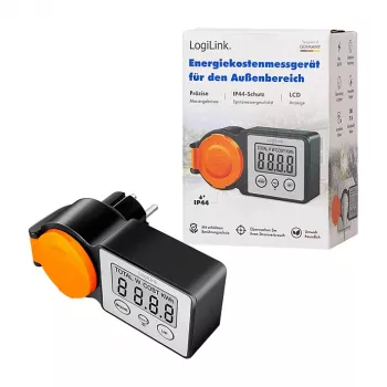 LogiLink Energiekostenmessgerät Outdoor, LCD-Anzeige, Schwarz/Orange