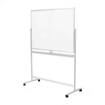 LogiLink EO0064 Mobiles doppelseitiges Whiteboard, magnetischer Stahl, Aluminiumrahmen, 120x80 cm, Weiß/Silber
