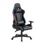 LogiLink EO0076 Gaming Chair mit RGB-Beleuchtung, Lendenwirbelstütze, Schwarz/Blau