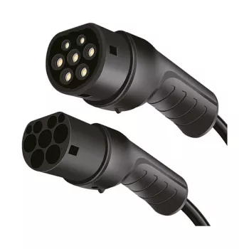 LogiLink EVC0128 Type 2 Spiralkabel für E-Auto-Laden, 11kW, 3-Phasen, 20A, 5m, Schwarz mit Aufbewahrungstasche