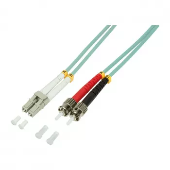 LogiLink OM3 LC zu ST Duplex Multimode Glasfaser-Patchkabel, 1m, LSZH Aqua