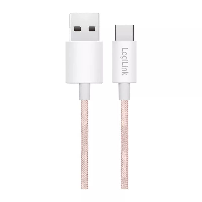 LogiLink USB 2.0 Type-C Kabel, A/M auf C/M, 480 Mbps, 60W, Nylon, Pink, 0,5 m