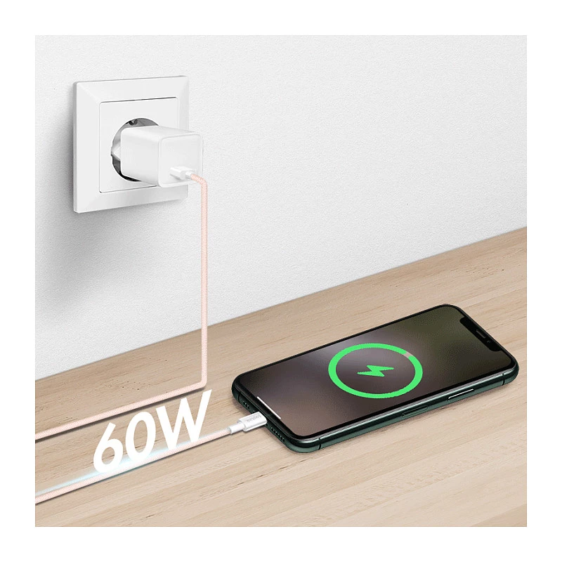 LogiLink CU0324 USB 2.0 Type-C Kabel, A/M auf C/M, 480 Mbps, 60W, Nylon, Pink, 1 m