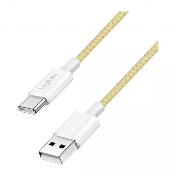 LogiLink USB 2.0 Type-C Kabel, A/M auf C/M, 480 Mbps, 60W, Nylon, Gelb, 0,5 m