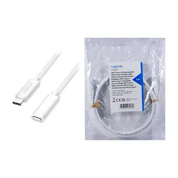 Logilink USB 2.0 USB-C Verlängerungskabel (Stecker auf Buchse) – 100W PD, 480 Mbps, Weiß, 2m
