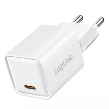 LogiLink USB-C-Ladegerät 20 W GaN, 1 Port, USB Power Delivery, Weiß