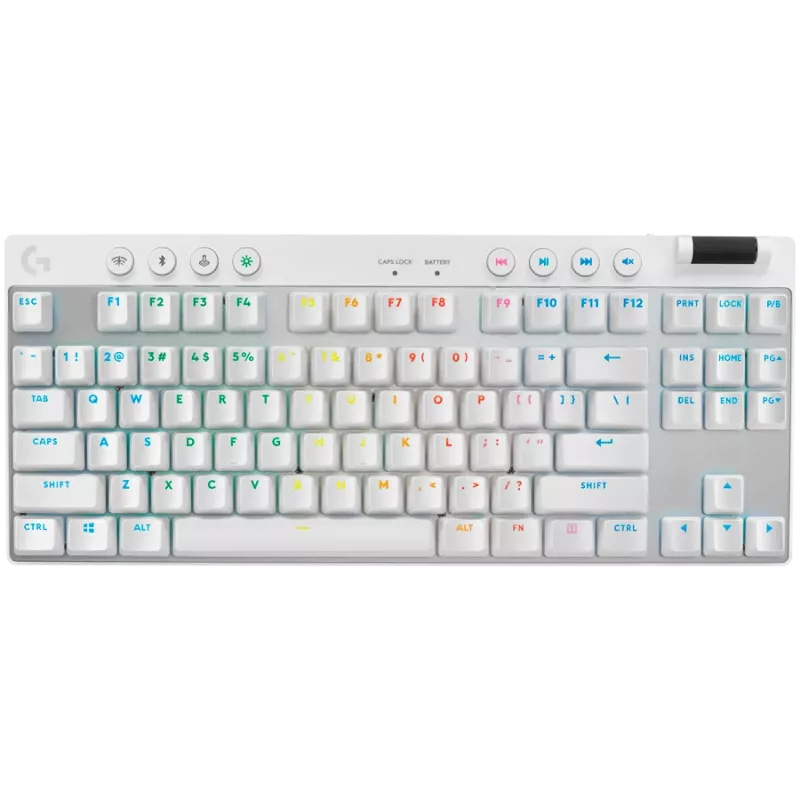 Logitech G PRO X TKL Lightspeed kabellose Gaming-Tastatur, Nordisch QWERTY, beleuchtet, 2,4 GHz/Bluetooth, taktile Schalter, Weiß