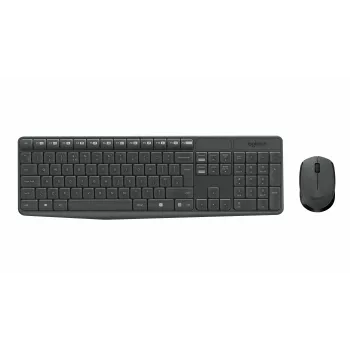 Logitech MK235 Kabelloses Tastatur- und Maus-Set, 2,4 GHz RF, QWERTZ-Layout, Schwarz, USB-Empfänger – 920-008031