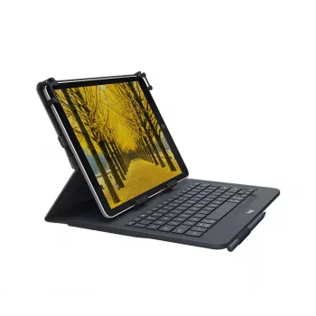 Logitech Universal Keyboard and Folio Case für 9-10 Zoll Tablets, Bluetooth 3.0, QWERTZ Schweizerdeutsch Layout, Graphite