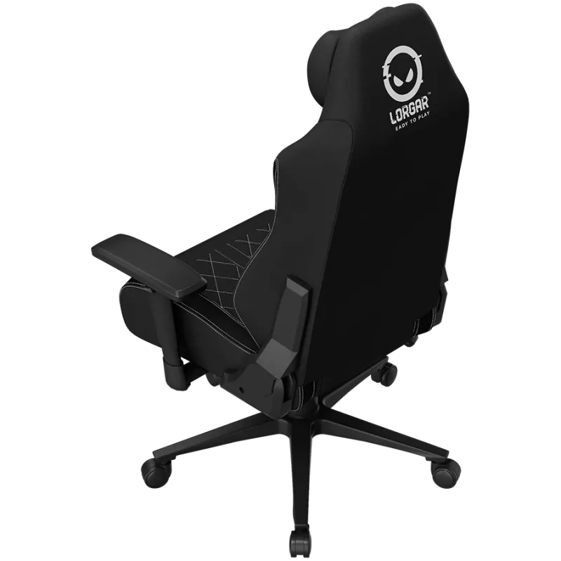 LORGAR CHA41 Ergonomischer Gaming-Stuhl Advanced, Premium Anti-Stain Stoff, Schwarz/Weiß