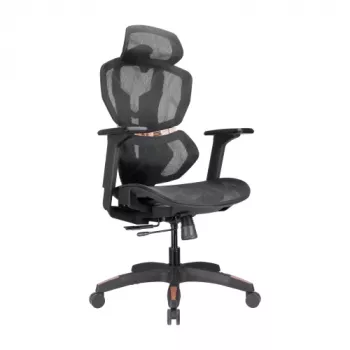 LUMIVIDA PREMIUM Ergonomischer Bürostuhl mit Kopf- und Lendenwirbelstütze, 3D-verstellbare Armlehnen - Schwarz